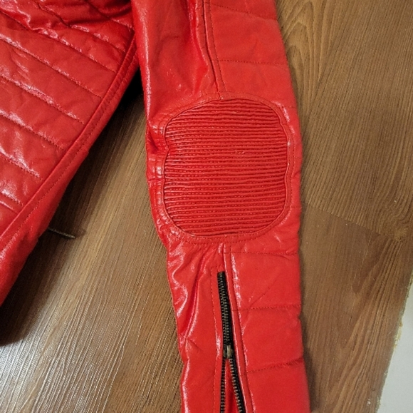 Truth Red Leather Jacket with Fur Collar - Picture 2 of 5